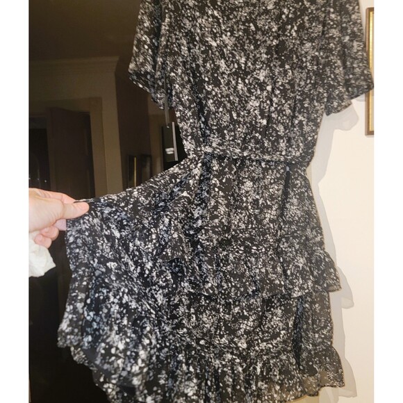 SIMPLY VERA Vera Wang NWT Dress Ruffled Tiered Chiffon Lined Fairy Sz Large Blk - Picture 15 of 16